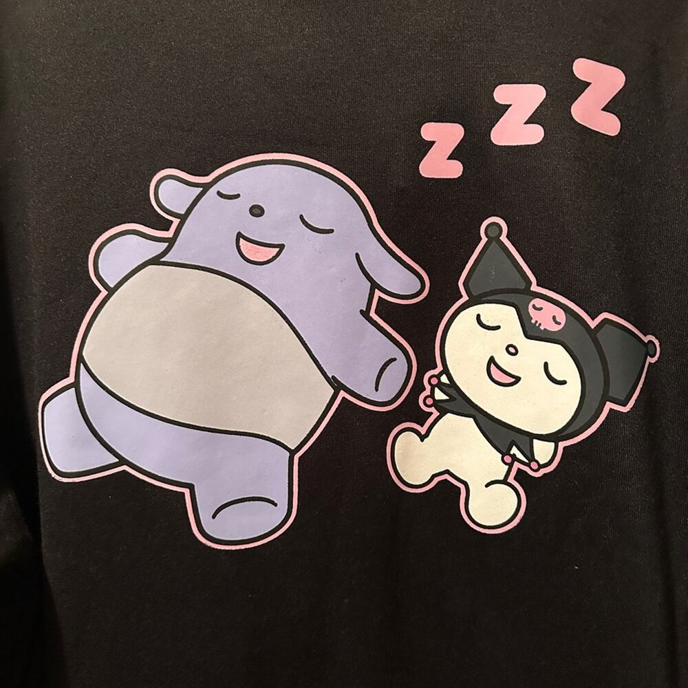 NWOT Sanrio Hello Kitty Kuromi & Baku front & back graphic black hoodie sz L - Picture 4 of 5